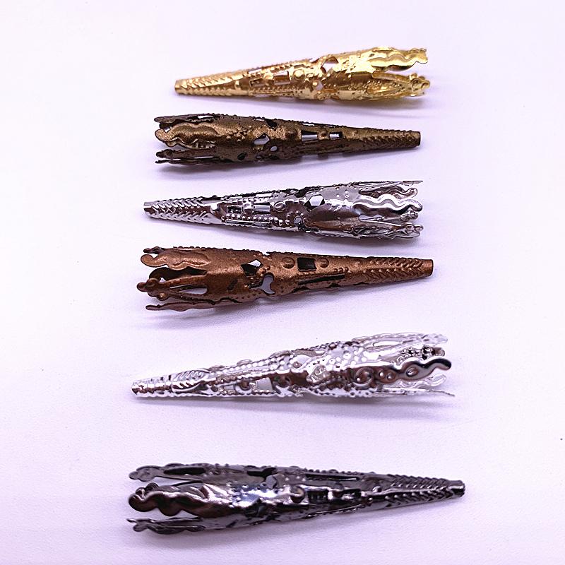 30pcs / Lot 42 X8mm Gold Colour Caps Bead Hollow Out Flower Bugle Filigree Bead End Cap Cone Jewelry Making Components Finder