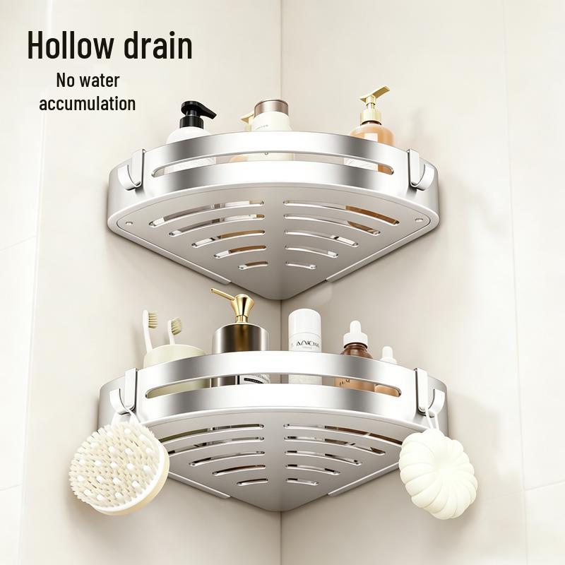 Space Aluminum Corner Bathroom Storage Shelf