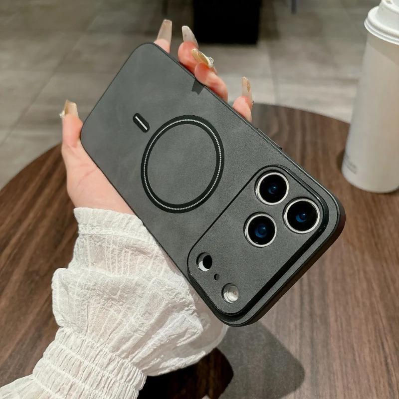 Ретро Матовая Кожа Для Magsafe Магнитный Чехол Для Телефона для iPhone 17 Air 16 15 14 13 12 11 Pro Max Plus Удобная Задняя Крышка Capa