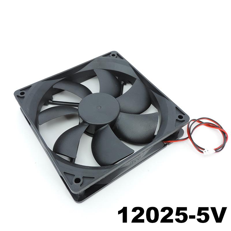 120мм 12см 12025 Вентилятор постоянного тока 5В 120мм*120мм*25мм Бесщеточный охлаждающий вентилятор с масляным подшипником 2PIN Кулер для корпуса ПК 12см 0.1А