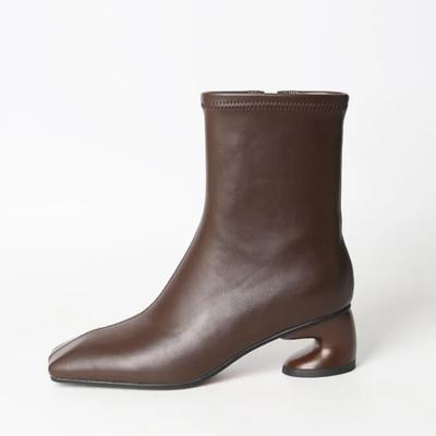 Модные Новые 5см Необычный Изогнутый Каблук Черные Коричневые Короткие Ботинки Европейский Американский Осенне-Зимний Модные Высокие Каблуки Женские Ботильоны 40