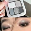 Палитра теней для век 5 цветов в стиле панк Smokey Eye Серебристый Белый Серый Цвет Цемента Темно-Черный Матовые и Сатиновые Стойкий Макияж для Вечеринки