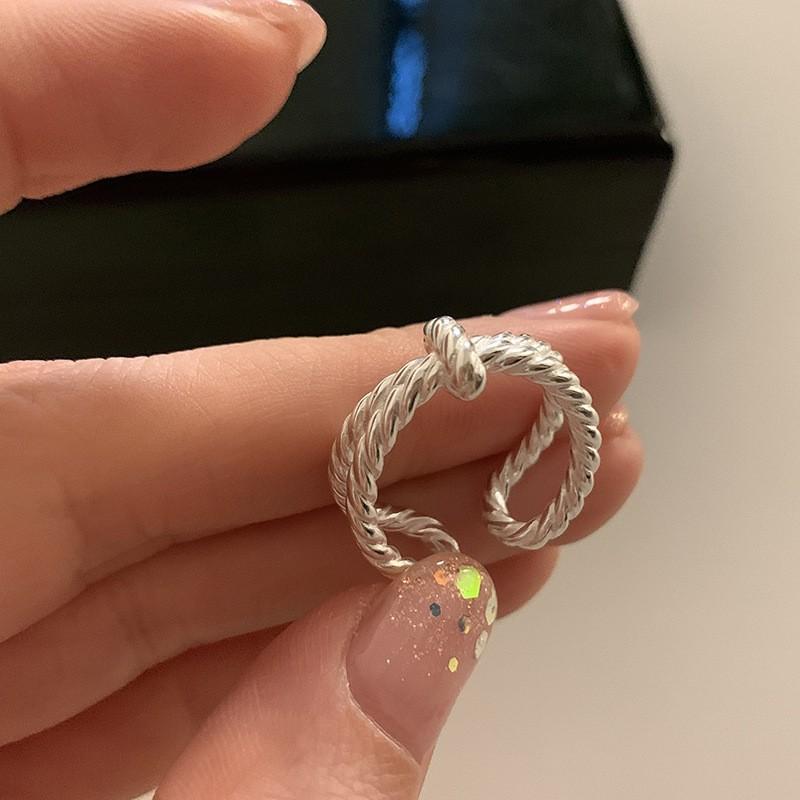 Silver Color Ring for Women Girl Jewelry Geometry Hollowed Out Design Overlapping Simple Gift