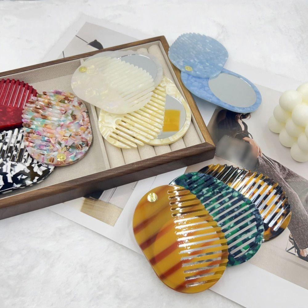 multifunctional Hair comb Mini Mirror comb portable Makeup Mirror Travel
