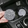 Full Drill Rhinestone Car Coaster Water Cup Slot Non-Slip Mat Silica Gel Pad Cup Holder Mat Bling Waterproof Car Accessories