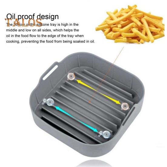 Силиконовый противень для выпечки с ручками для аэрофритюрницы, многоразовые квадратные вкладыши для аэрофритюрницы с антипригарным покрытием, корзина для аэрофритюрницы объемом 4–6 кварты, аксессуары для равномерного нагрева