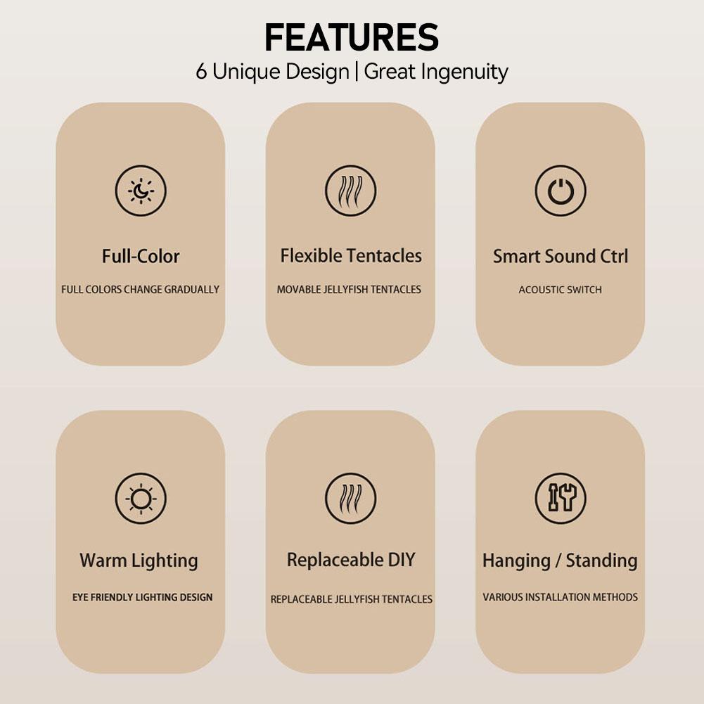 Голосовое управление Танцующая Медуза Лампа Переключаемый Настольный Ночник Изменение Цвета Атмосферный Свет День Рождения День Святого Валентина Рождественский Подарок