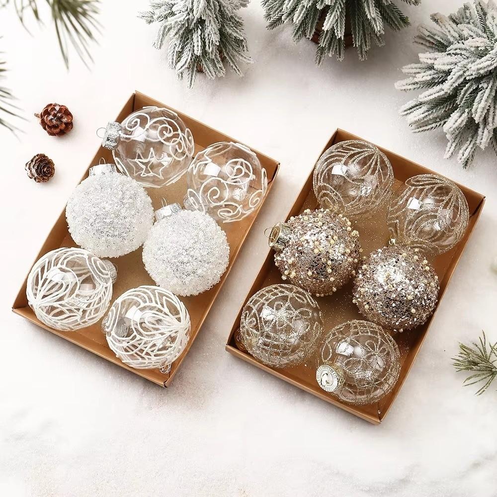 6PCS Plastic Christmas Ball Set 8cm Xmas Baubles Fashion Xmas Ornament Ball Storefront