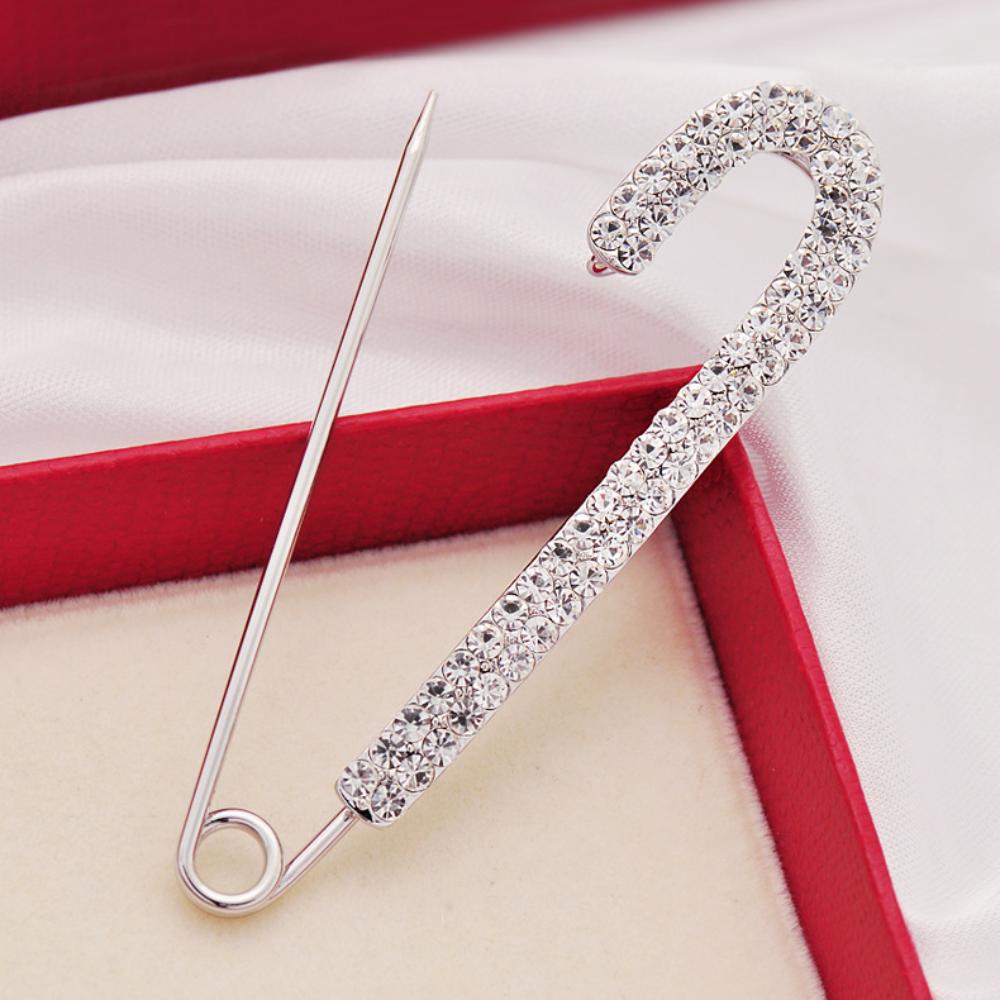 Большая безопасная булавка золотого цвета, джинсовая пряжка, роскошные хрустальные зажимы, шарф