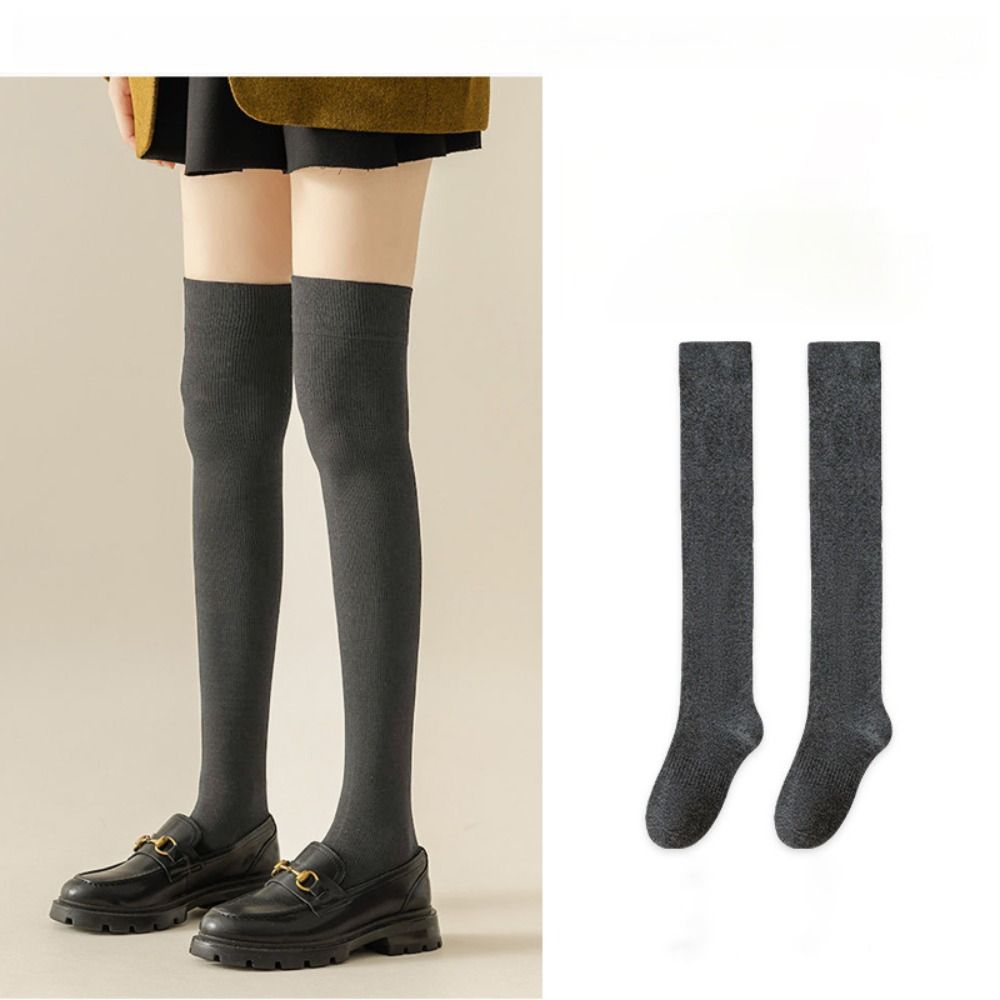 Cotton Stockings Knee High Women Hosiery Solid Color Women Long Socks Ladies Girls