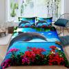 Dolphin Duvet Cover Set Cute Kawaii Wild Animals King Queen Full Size Polyester Bedding Set For Boys Girls Comforter Cover