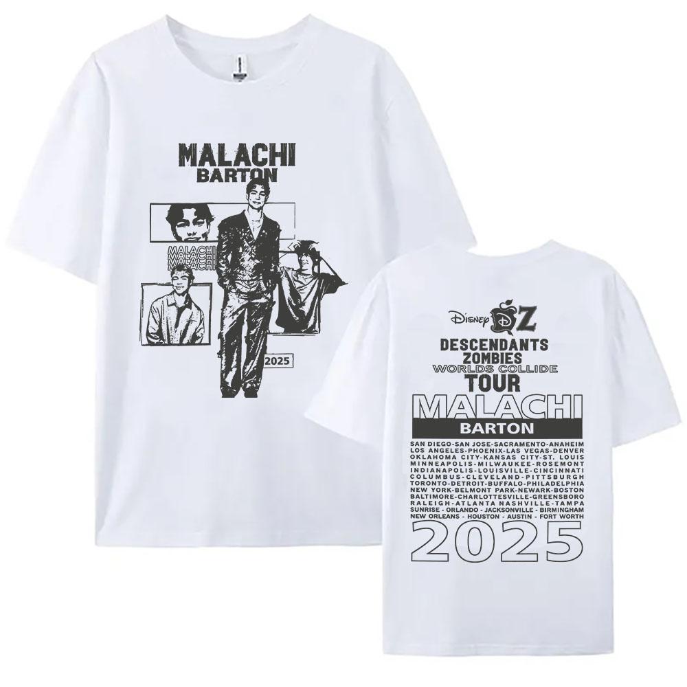 Малахи Бартон Футболка с узором Zzombies Worlds Collide Tour 2025 Футболка с коротким рукавом Хлопковая Мужская футболка Уличная одежда Футболка