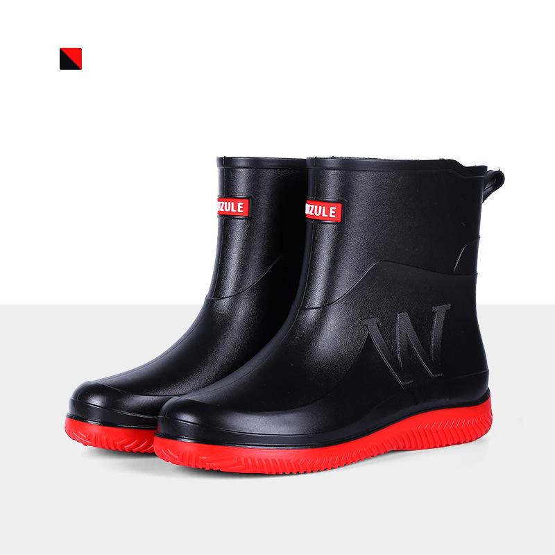 Mid-tube Fashionable Rain Boots Large Size For Men Women Kitchen Work Fishing Rain Boots Car Wash Water Shoes Rubber Overshoes