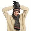 2025 Winter New European and American Style Scarf, Hat, and Glove Set - Warm Fleece Lined, Elastic Fit, Embossed Design, Perfect for Christmas