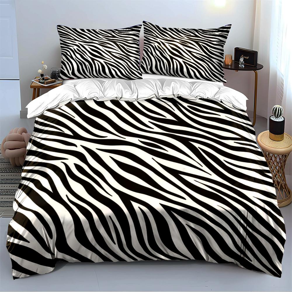 Zebra Stripe Print Bedding Set Bedding set (1 duvet cover, 2 pillowcases, duvet not included)