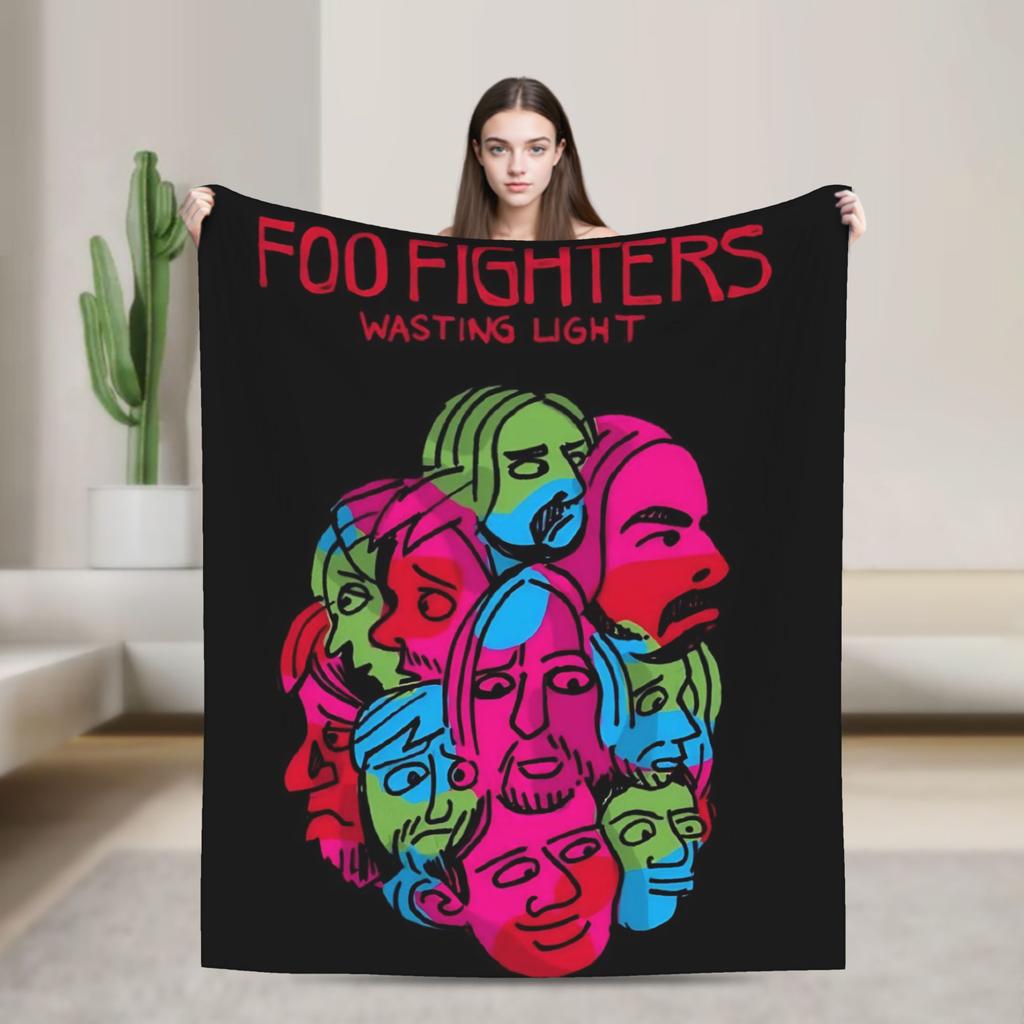 Fools Band F-Fighters Flannel Blanket Soft Durable Throw Blanket for Outdoor Travel Novelty Bedspread Sofa Bed Cover