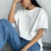 Плюс размер женский летний новый однотонный короткий рукав свободный универсальный простой топ