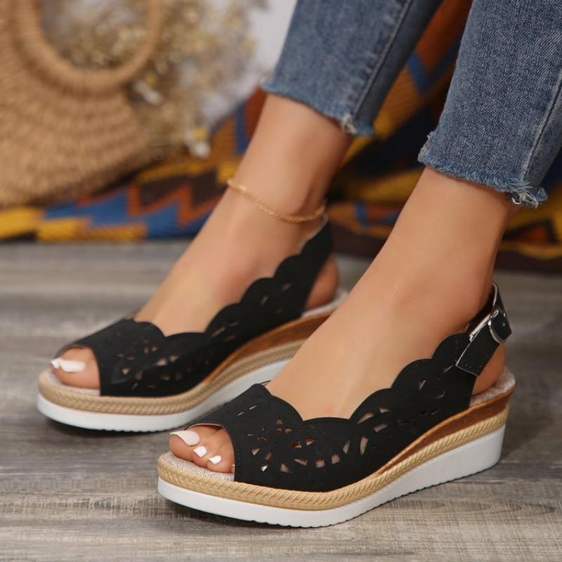 Женские летние босоножки на танкетке, женские модные повседневные удобные босоножки на платформе, тапочки, женская обувь с открытым носком, пляжная обувь для отдыха на природе