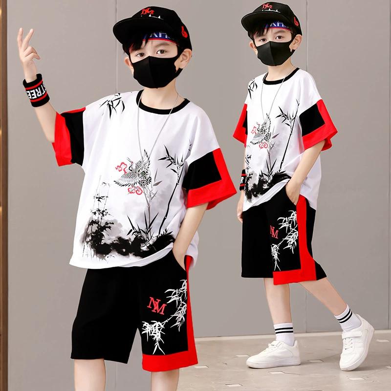 Children's Boys Summer Thin Section Big Children's Sports Boys Summer Suits Cool and Handsome Trend