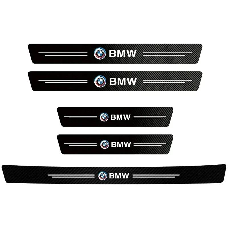 BAFI3 Hot 2025 1/4/5Pcs Car Door Sill Scuff Plate Decor Carbon Fiber Stickers For BMW E36 E87 E92 E91 E30 E34 E53 E61 E62 E93 GT G30 G