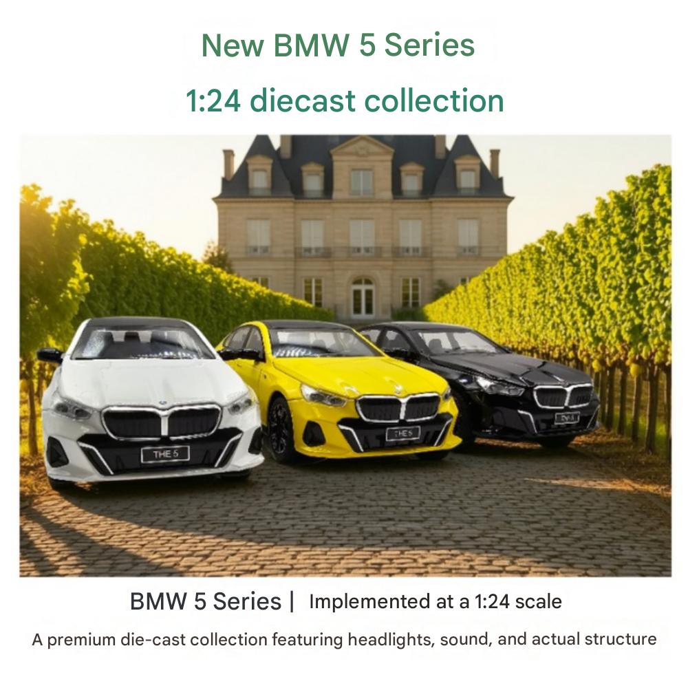 BMW 5 Series Mini Car BMW 530i 1:24 Diecast Mini Car, Option 3 : White/Yellow/Black