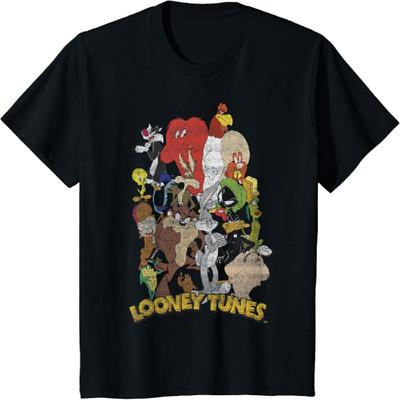 Детская футболка с групповым снимком Looney Tunes и стопкой персонажей