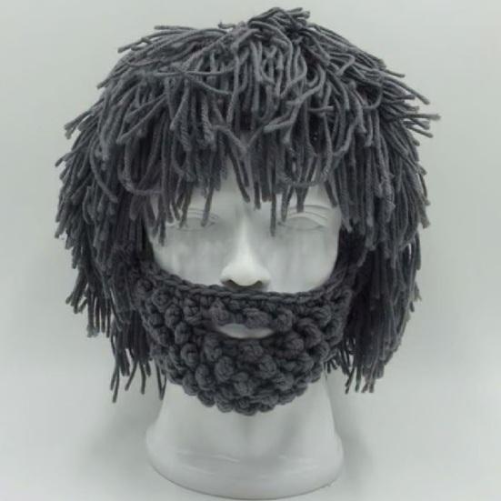 Шерстяная шапка со съемной бородой Теплая Удобная Шапка в стиле панк Аксессуар для Хэллоуина Рождественских вечеринок Косплея