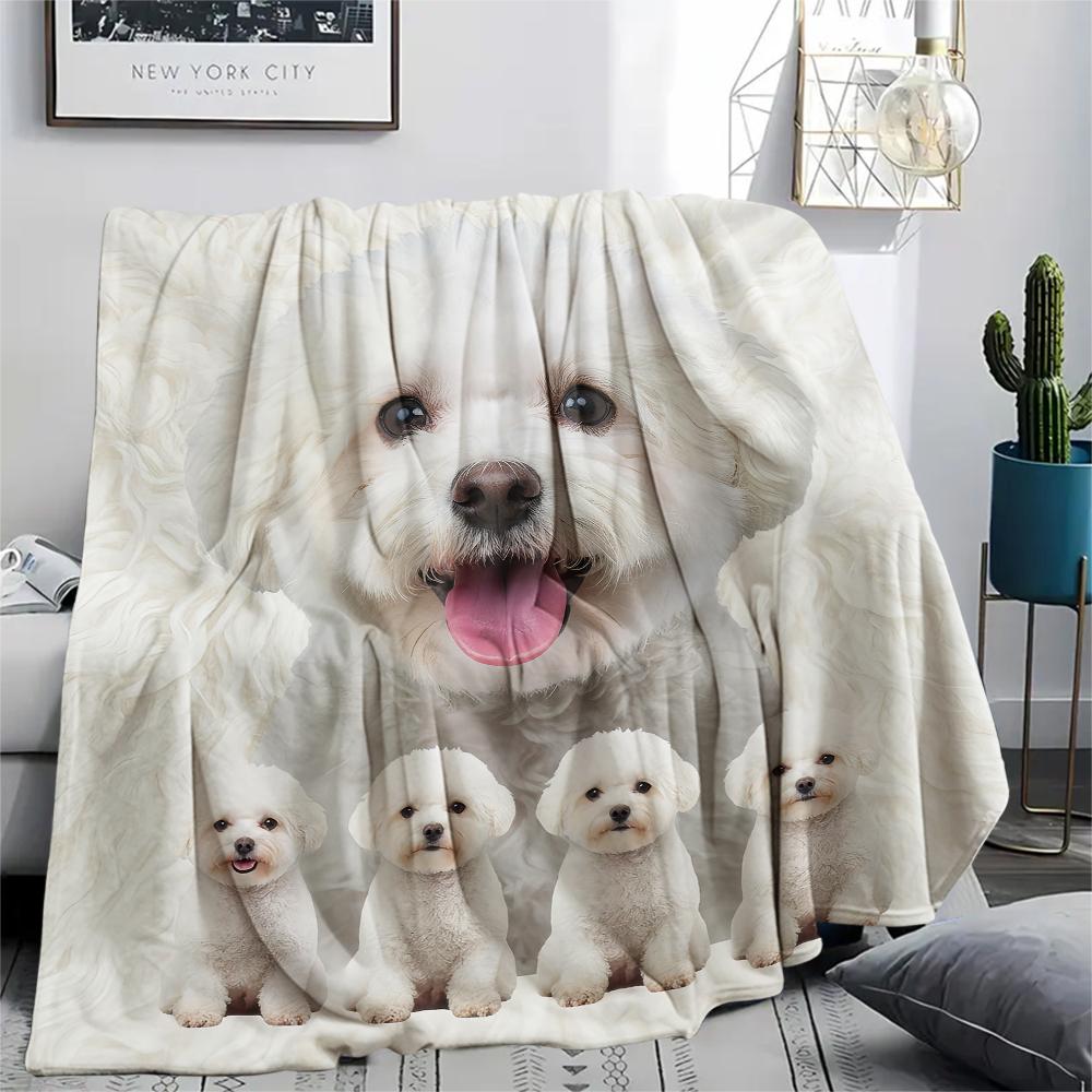 1 шт. Фланелевое одеяло с принтом собаки Чихуахуа и Пуделя, Высокое качество, Удобное для всех сезонов, Декор для дома, Тепло и уют, Идеально для подарков