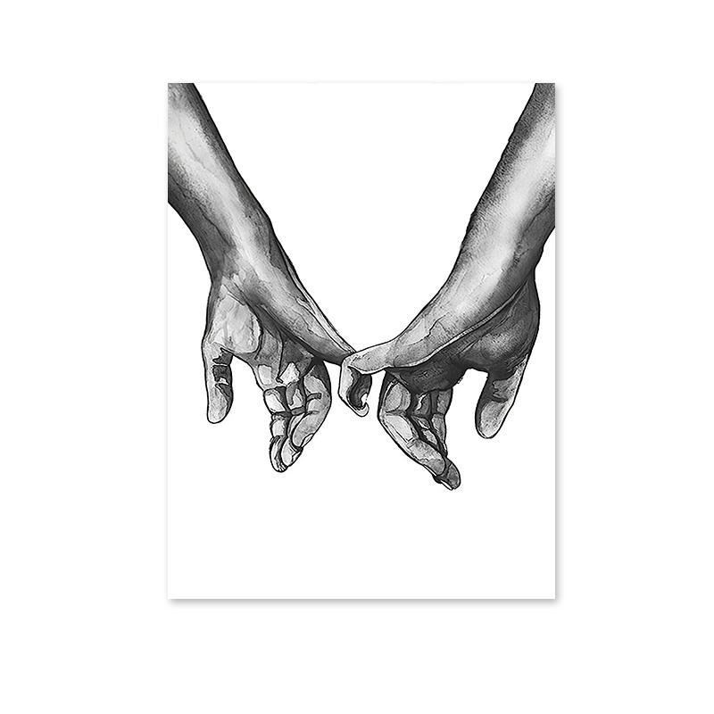 Черно-белый романтический плакат «рука об руку» с принтом на холсте, современная картина с цитатами о любви, настенная художественная картина для пар, влюбленных, декор комнаты