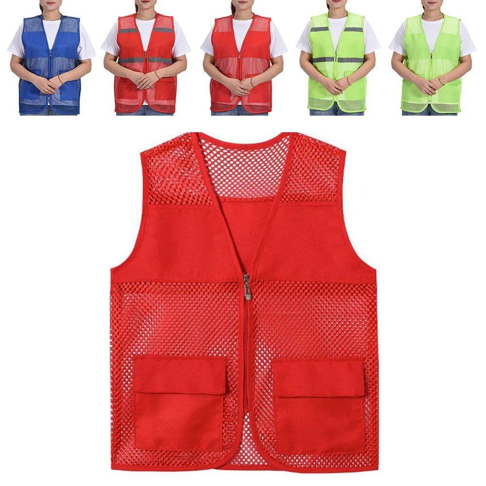 Mesh Safety Vest Sleeveless Style See-through Vest Men Women V-neck Vest  Summer Season