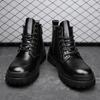 Мужские ботинки из натуральной кожи, черные, с боковой молнией, мужские ботинки для мотокросса, высокие ботинки для улицы в стиле панк, уличные ботильоны, повседневная обувь