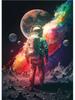 Colorful Space Astronaut Skating Play Guitar Canvas Painting Poster Print Abstract Wall Art For Living Room Home Decor Cuadros