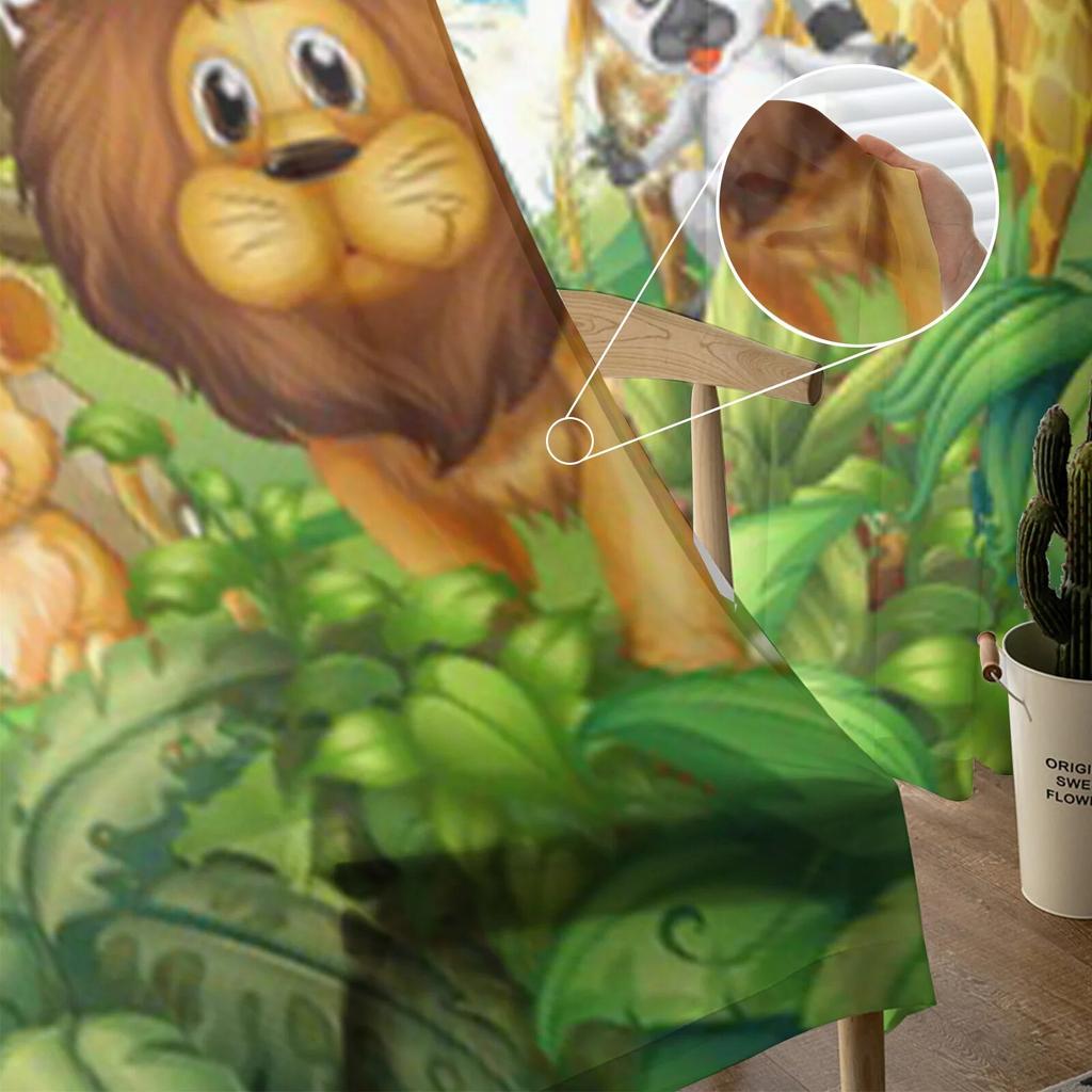 Прозрачные шторы с изображением диких животных в лесу для гостиной, тюлевые шторы для детской спальни, кухонные шторы для окон