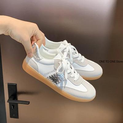 Модные женские новые туфли на плоской подошве белого цвета, универсальные студенческие спортивные и повседневные туфли для сноуборда, большие размеры 35-44, удобная мягкая подошва