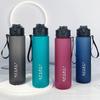 Gradient Color Frosted Sports Water Bottle with Handle, 750ML Portable Fitness Cup with Straw