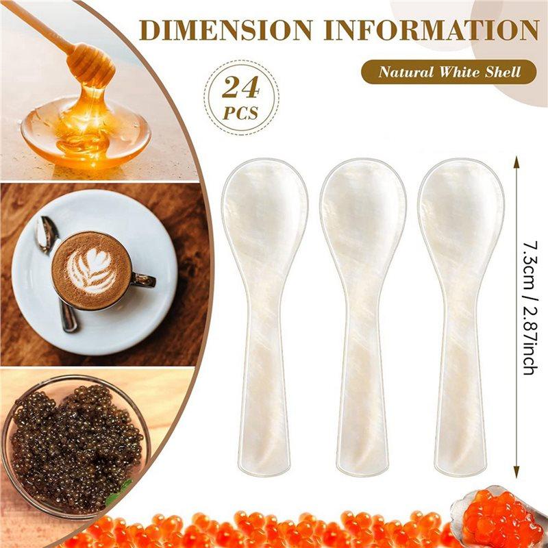 48Pcs Caviar Spoons Mother Of Pearl Mop Spoons With Hand Craft For Caviar Egg Ice Cream Salt Coffee Serving4