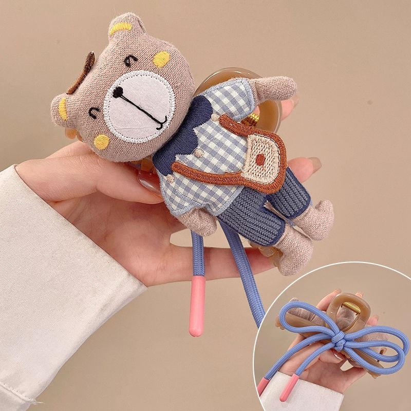 Cute Bear Double Sided Hair Claw Bow Shark Clip Elegant Back Head Hair Accessories