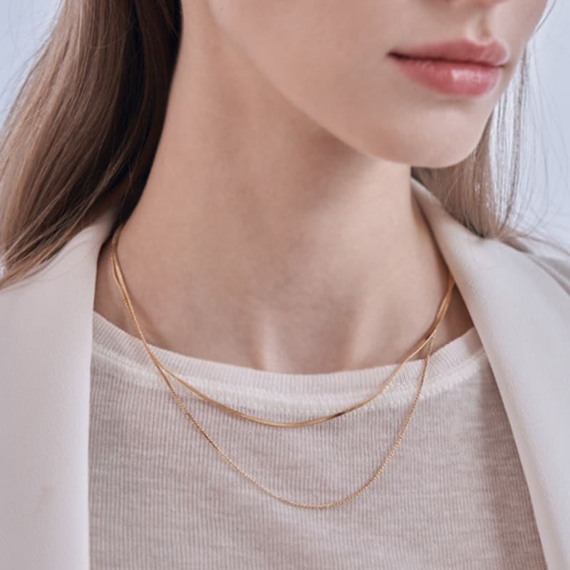 ELLE Jewelry Herringbone Layered Necklace ELBRNN192