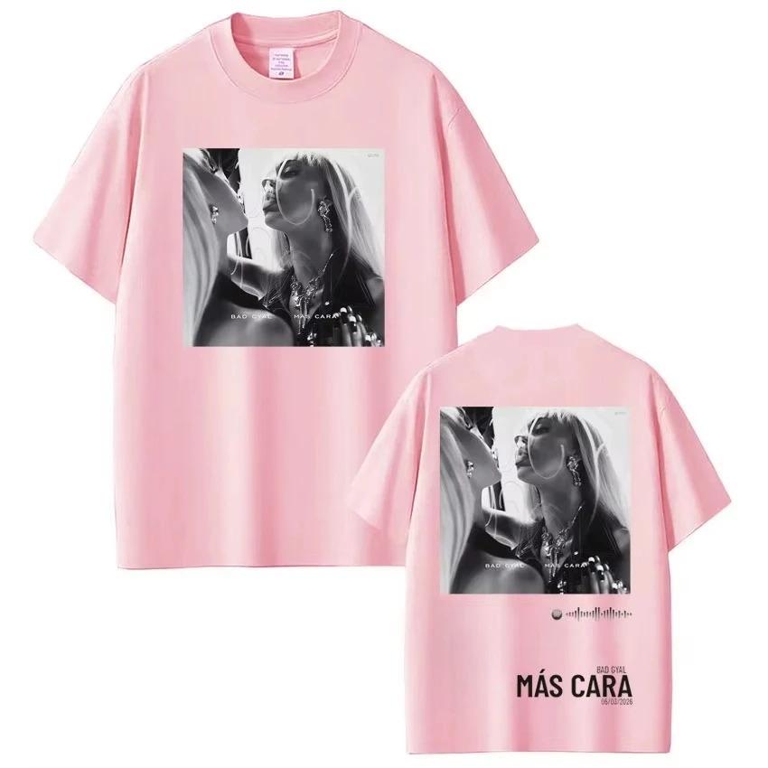 2026 Bad Gyal Mas Cara New Album Tour Print Tshirt Unisex Women Vintage Tshirt Summer Shortsleeved Tee Casual Fashion Tshirts