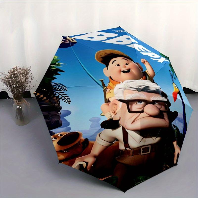 Disney Pixar Up Balloon House Cartoon Umbrella, Portable 3-Fold Compact Umbrella, Suitable for Camping, Hiking and Travel, Ideal Easter Birt
