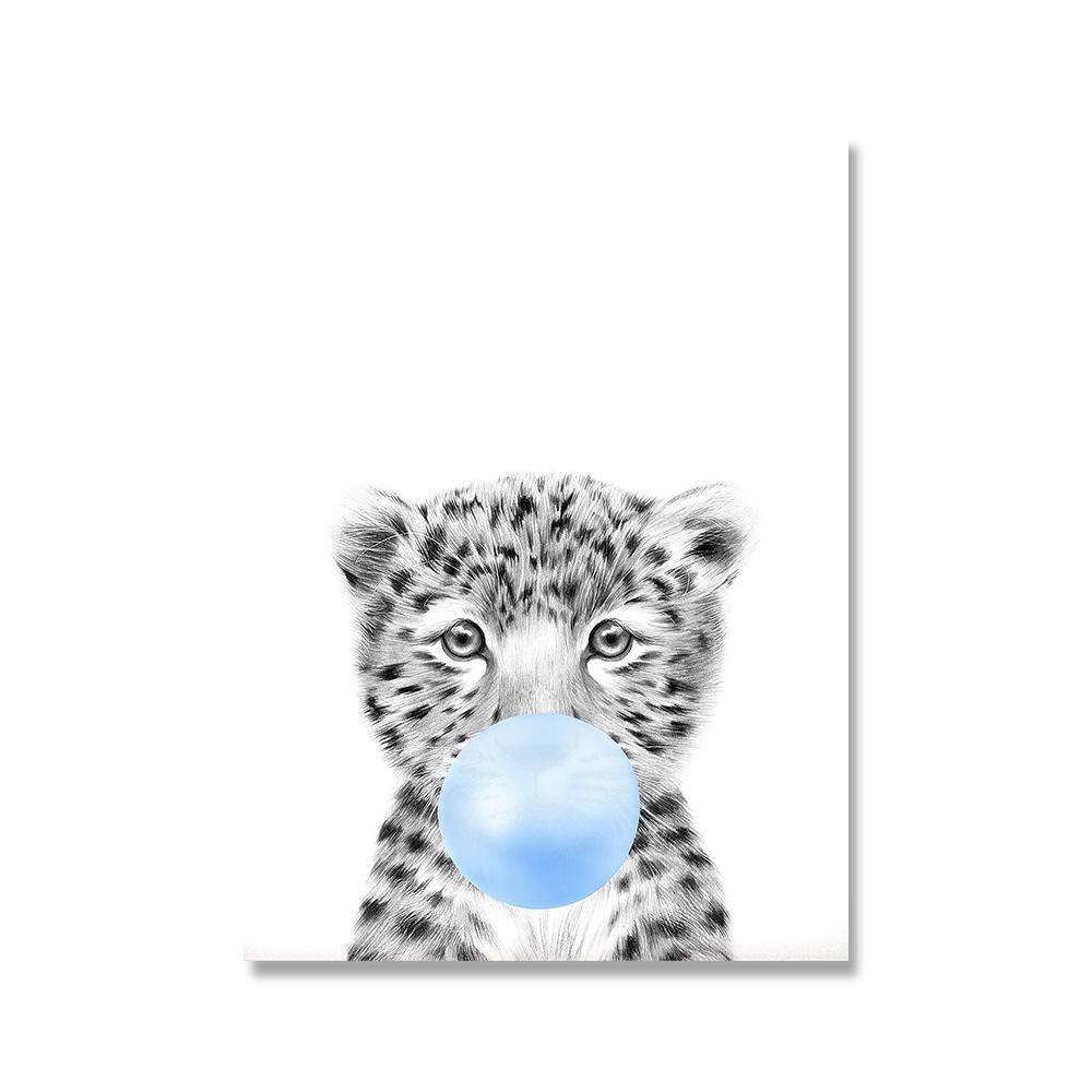 Blue Bubble Elephant Giraffe Poster Print Animal Nursery Wall Art Canvas Painting Child Picture Kids Baby Room Decoration Nordic