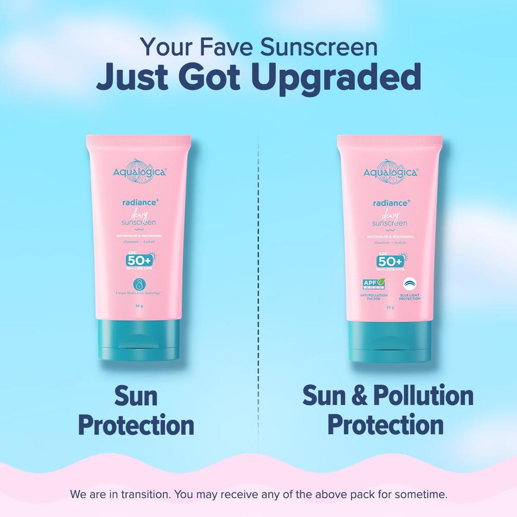Aqualogica Гель-солнцезащита Radiance+ с эффектом сияния SPF 50+ PA++++ Широкий спектр защиты от УФ-лучей и загрязнений 30 г