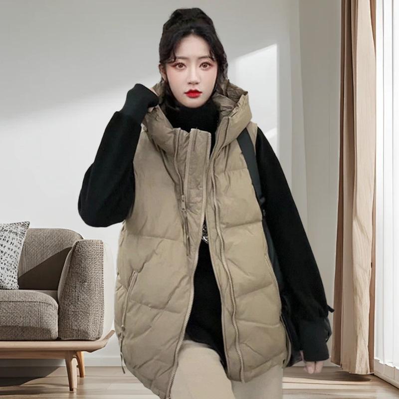 Пуховый жилет женское осенне-зимнее короткое пальто 2024 новый жилет с капюшоном пуховик жилет модное пальто