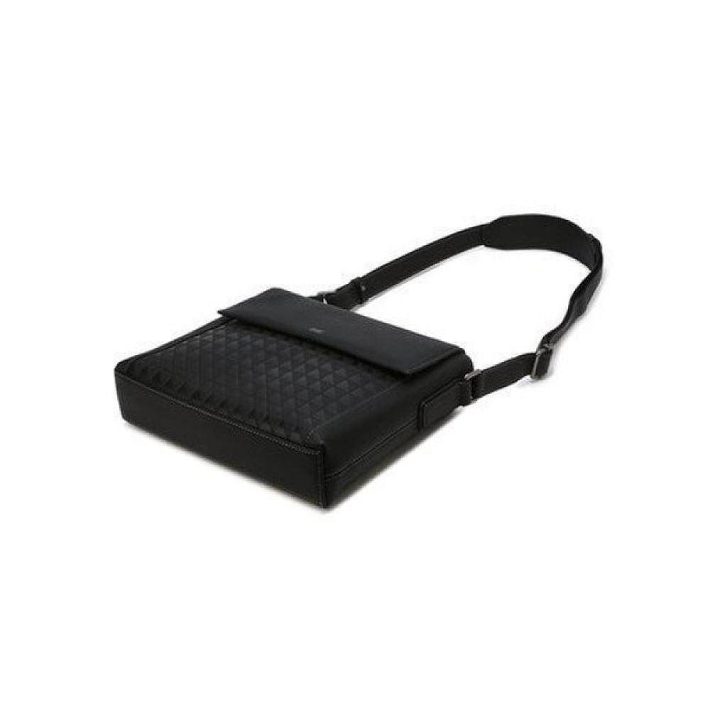 Daks Black Leather Crossbody Bag With Grid Pattern Dbba5f263bk