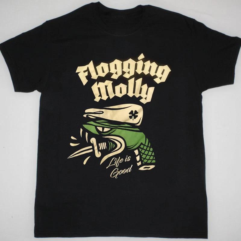 Flogging Molly Life Is Good Футболка с коротким рукавом Черная Все размеры Подарок Фанату Футболка AE414