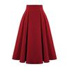 Women Midi Skirt Button Decor A-Line Color Office Casual Skirt Solid High Waist Lady Skirt with
