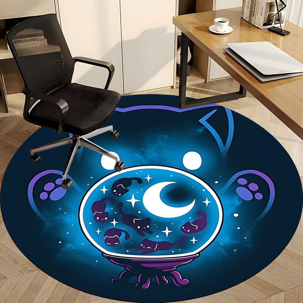 1pc Cat Sphere Office Round Area Rug, Under Office Chairs Bedroom Living Room Home Decor, Room Deco, Available in Various Sizes