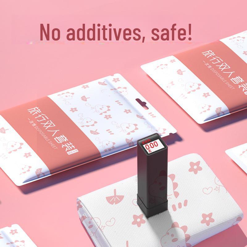 Одноразовый набор из четырех предметов с принтом: Простыня, пододеяльник, наволочка — удобные для путешествий, гигиеничные постельные принадлежности для отелей и путешествий