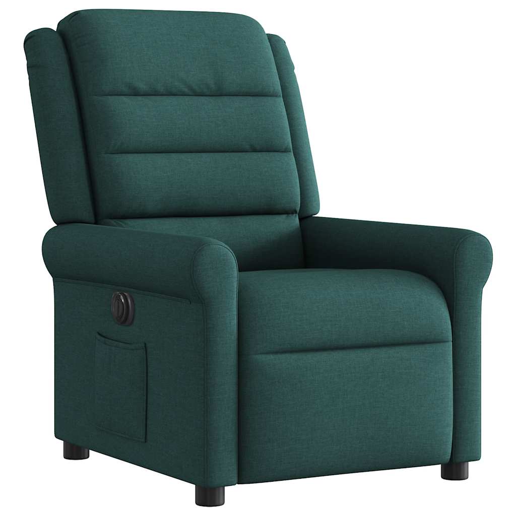 Electric Recliner Chair Dark Green Fabric