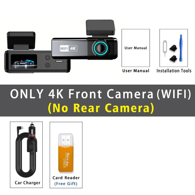 Car DVR 4K 3840*2160P WIFI GPS Dash Cam Mini Camera Front and Rear Dual Lens Dashcam Black Box Video Drive Recorder Night Vision